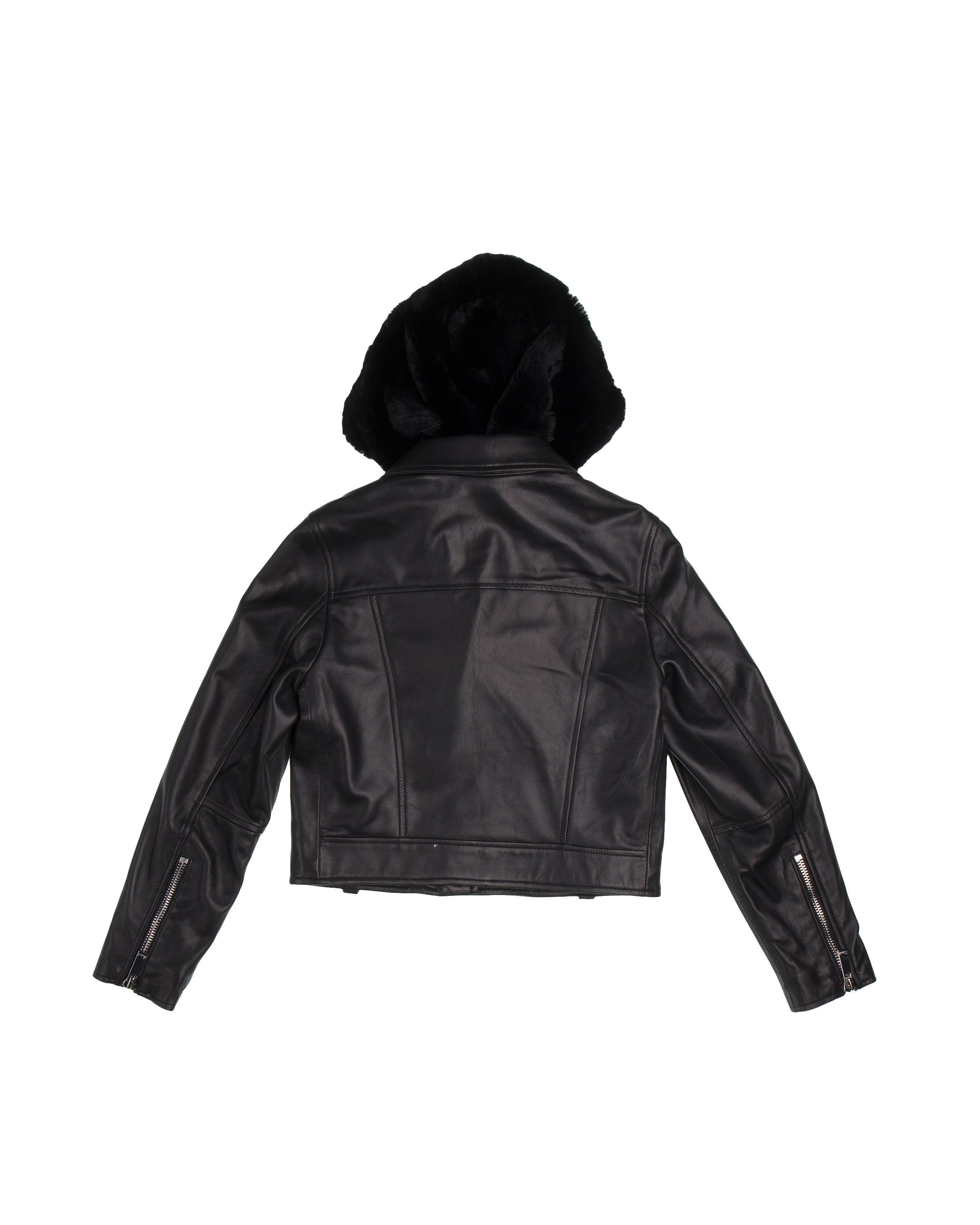 Salad Motorcycle Style Hooded Short Leather Jacket #S23F-021