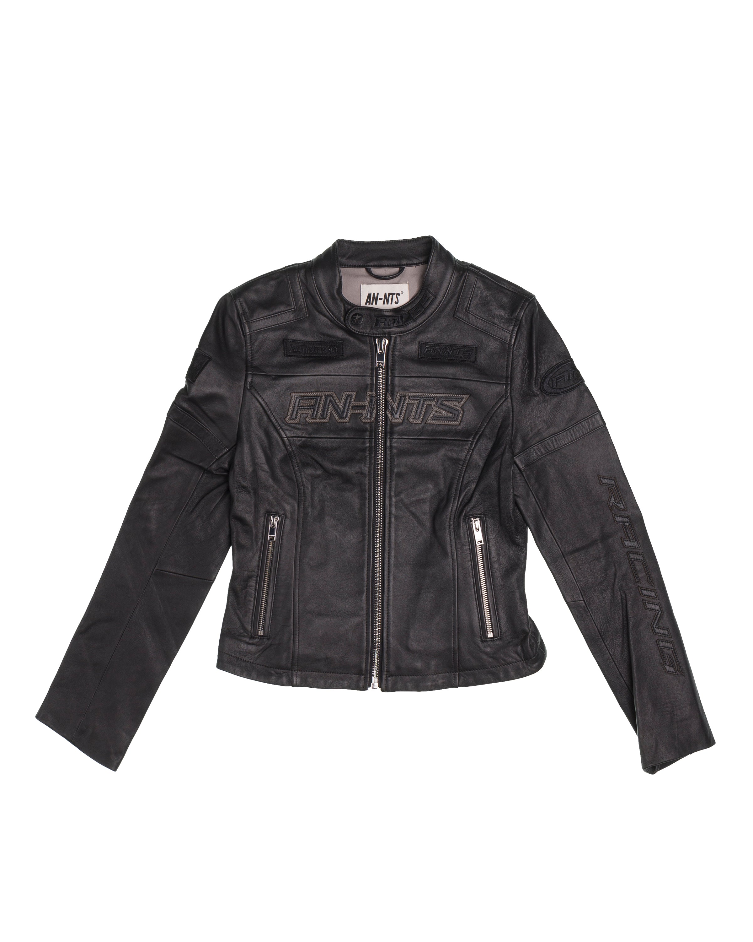 An-natasha Racing Style Embroidered Leather Jacket #AN23F-526