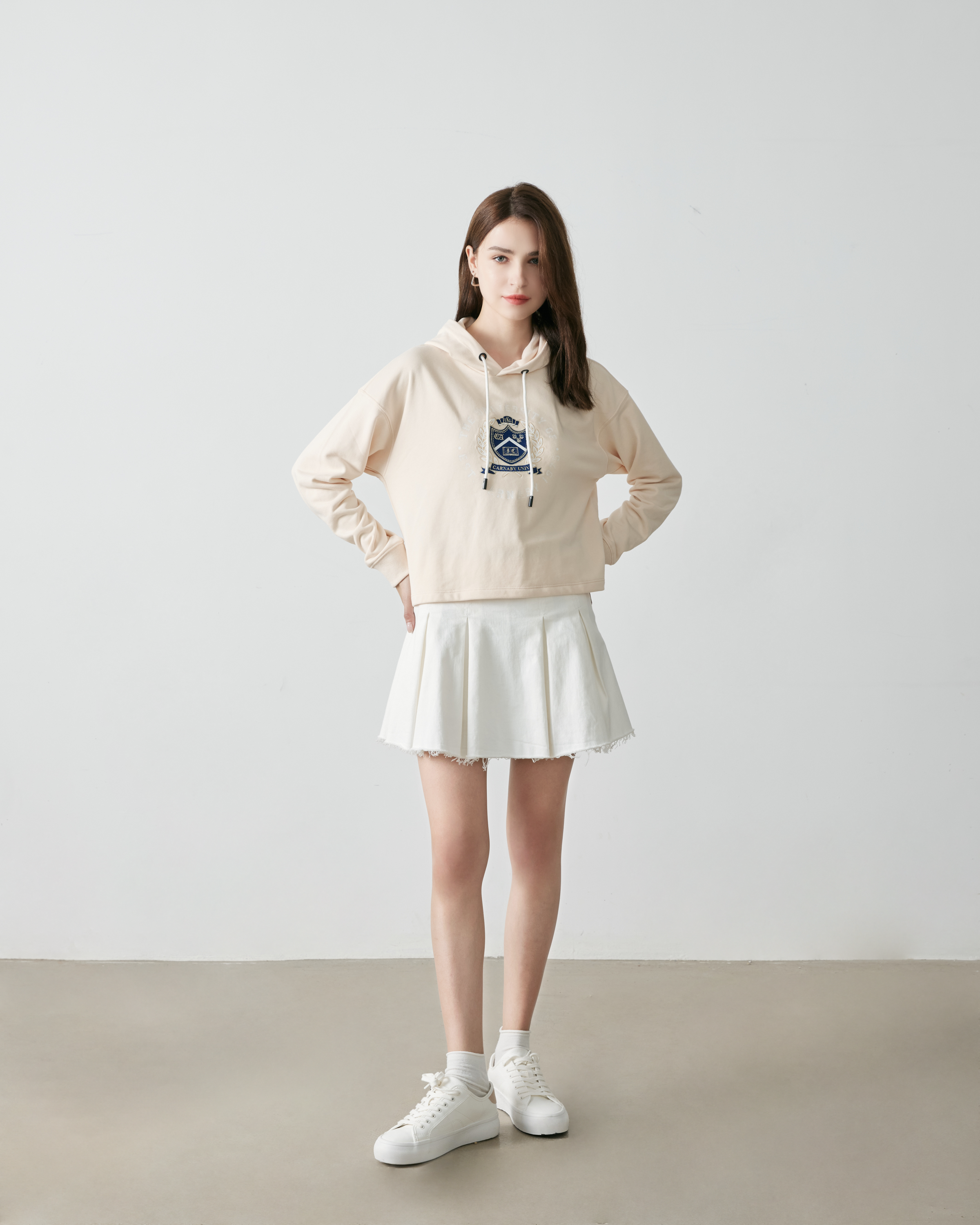 University of Carnaby hooded drop shoulder badge embroidered drawstring sweatshirt #CL23F-608A