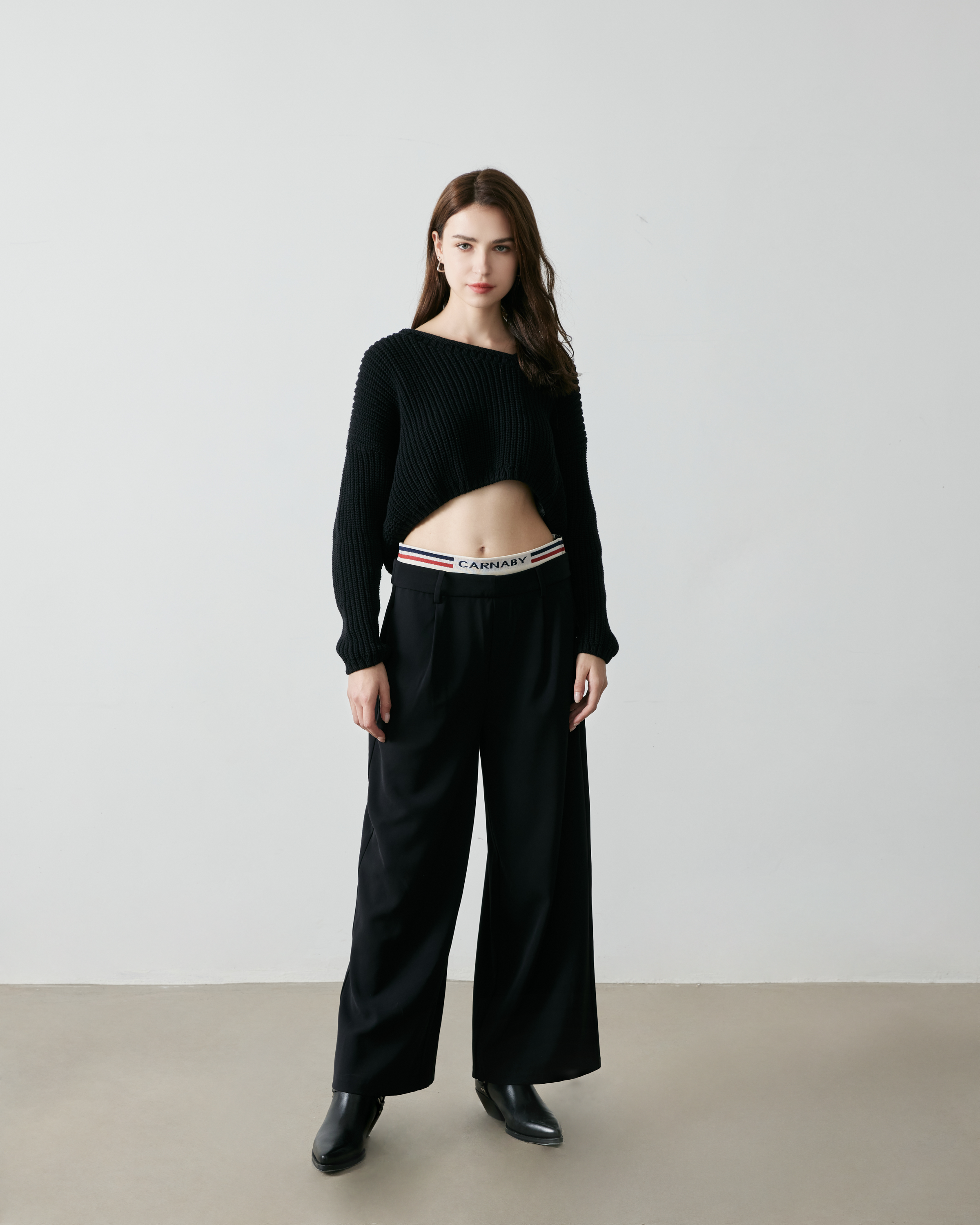 Salad fake double waistband low-rise straight trousers #CL23F-619