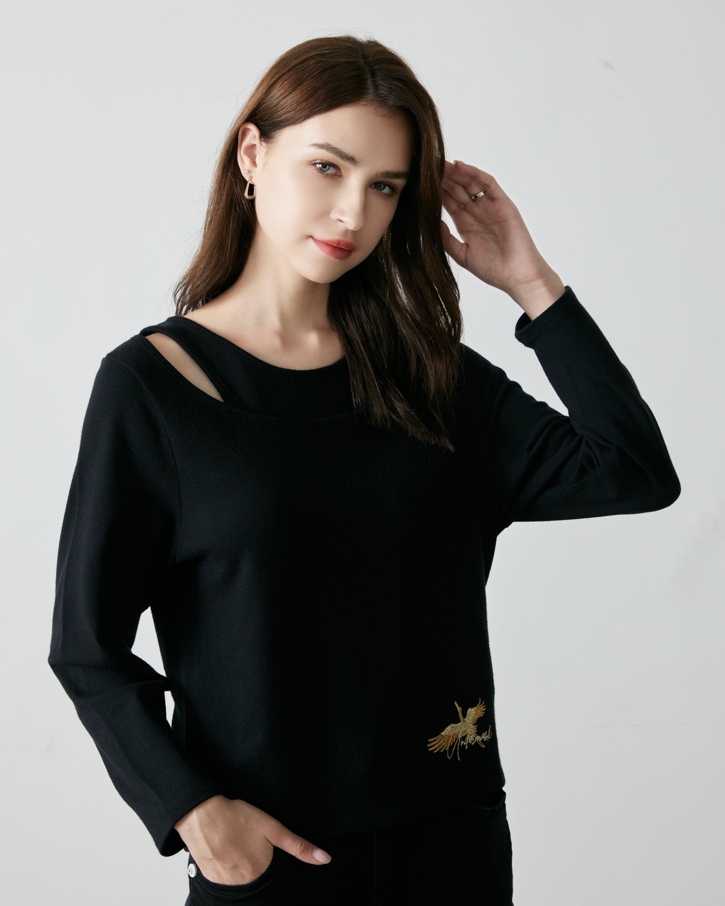 Undermask crew neck knitted top #UL23F-004