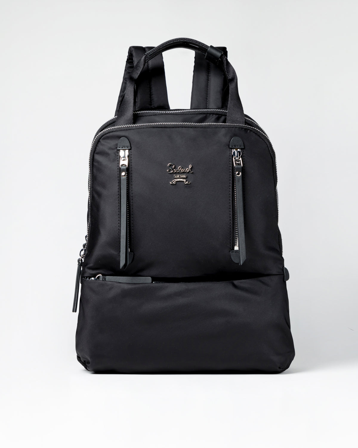Salad Leather Convertible Backpack and Shoulder Bag Convertible Leather and Suede Backpack Tote– Restoration Oak main image 3