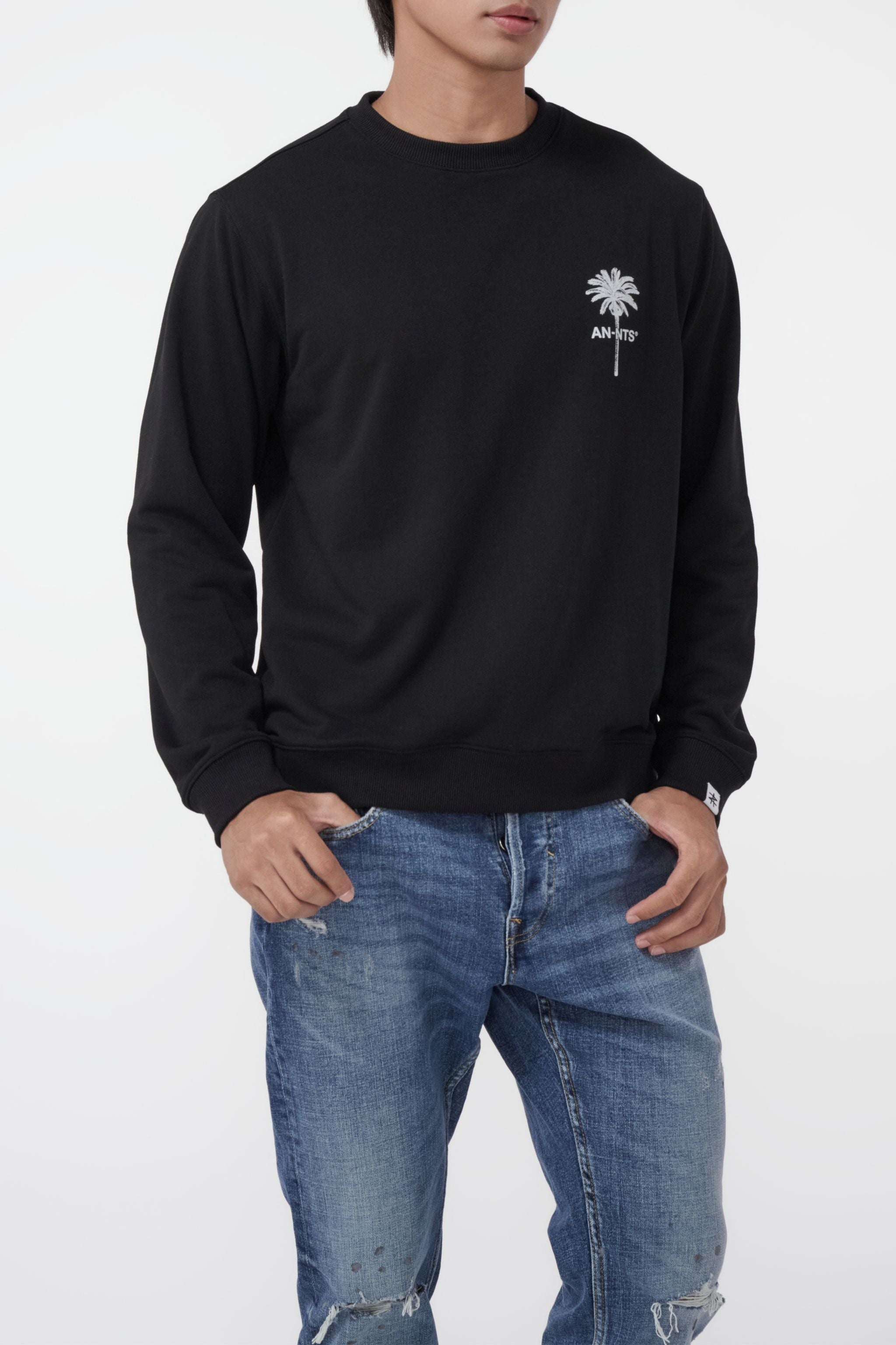 AN-NATASHA 黑色印花圓領衛衣