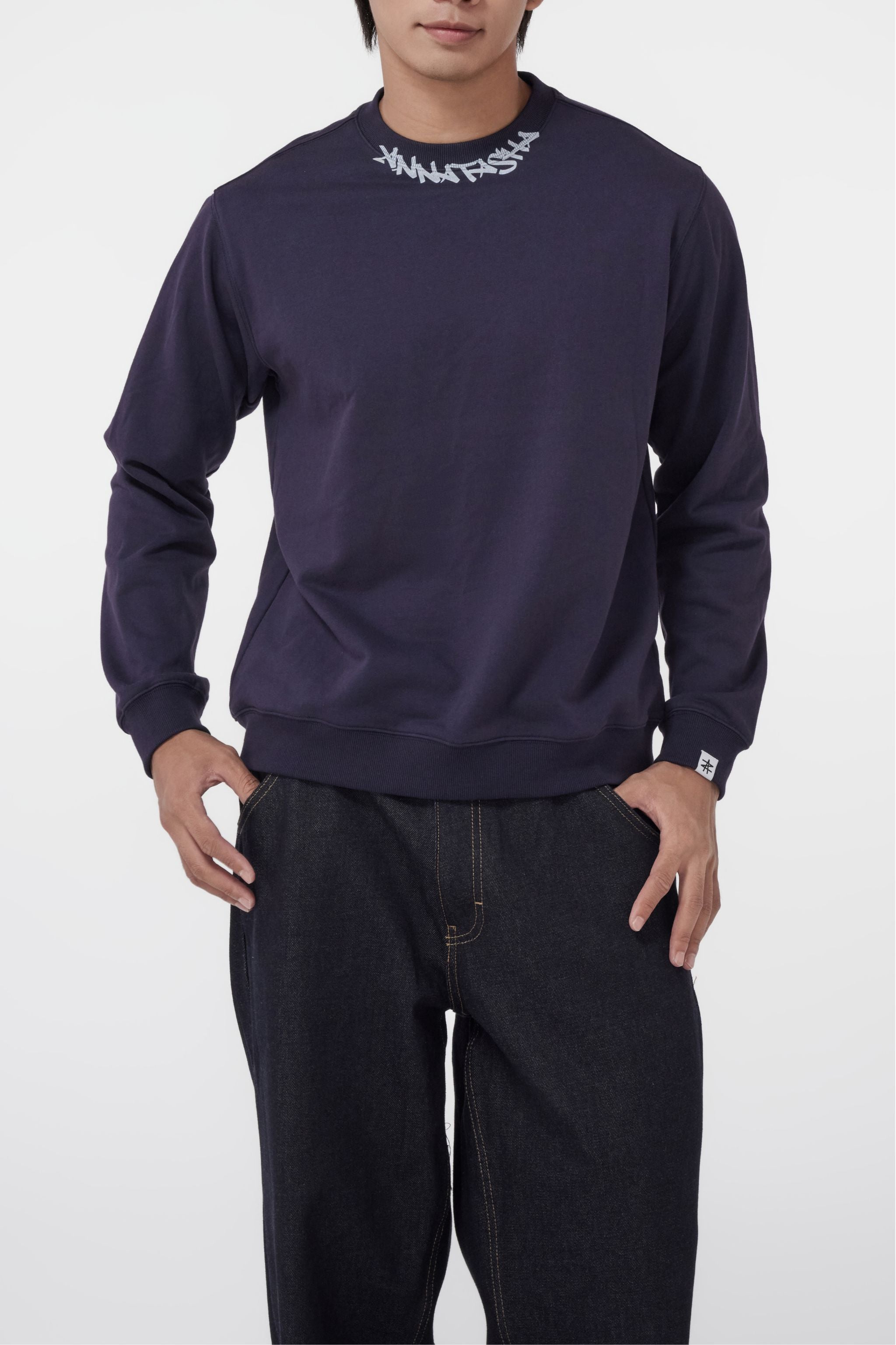 AN-NATASHA 藍色印花圓領衛衣