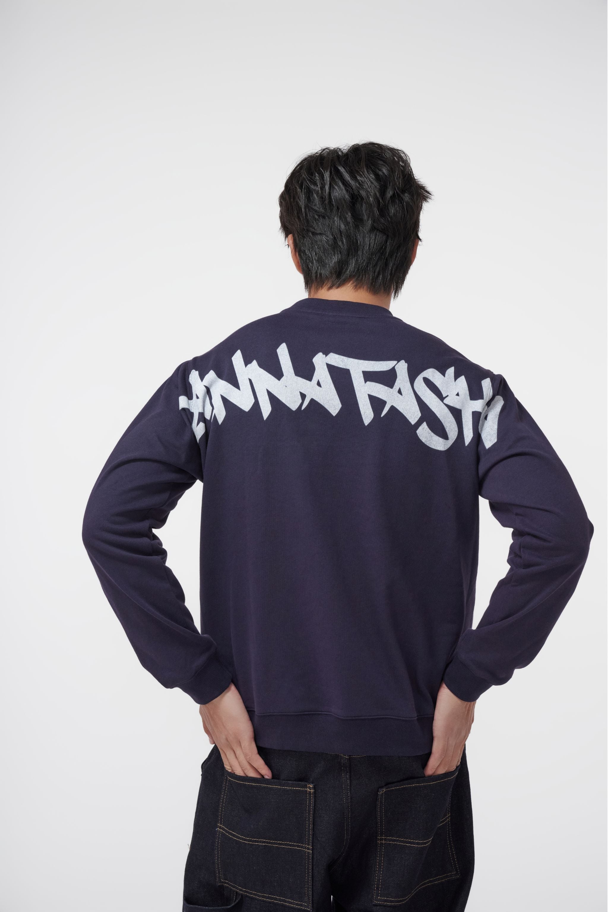 AN-NATASHA 藍色印花圓領衛衣