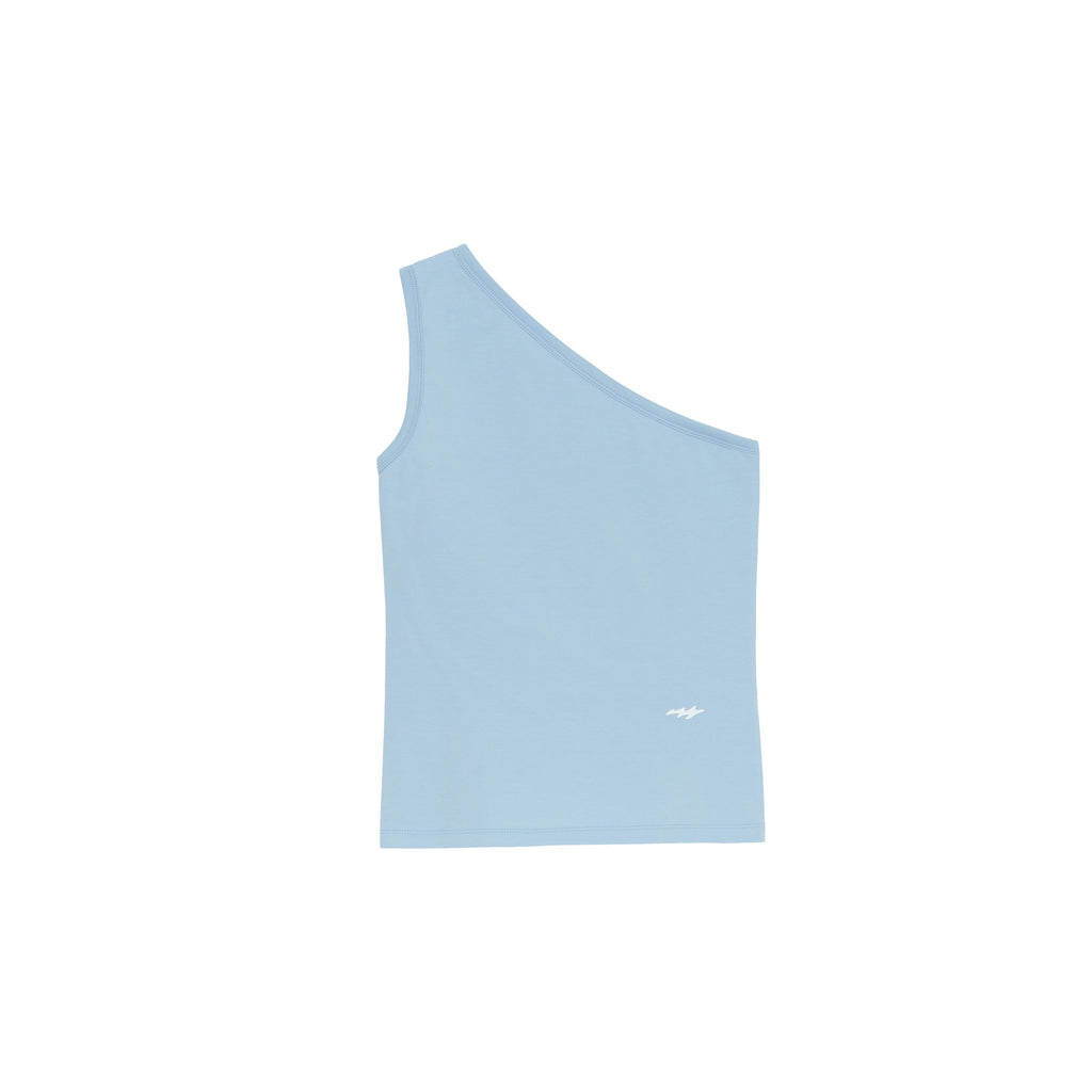 NIEEH Women's Sky Blue Unbalance Sleeveless Shirts
