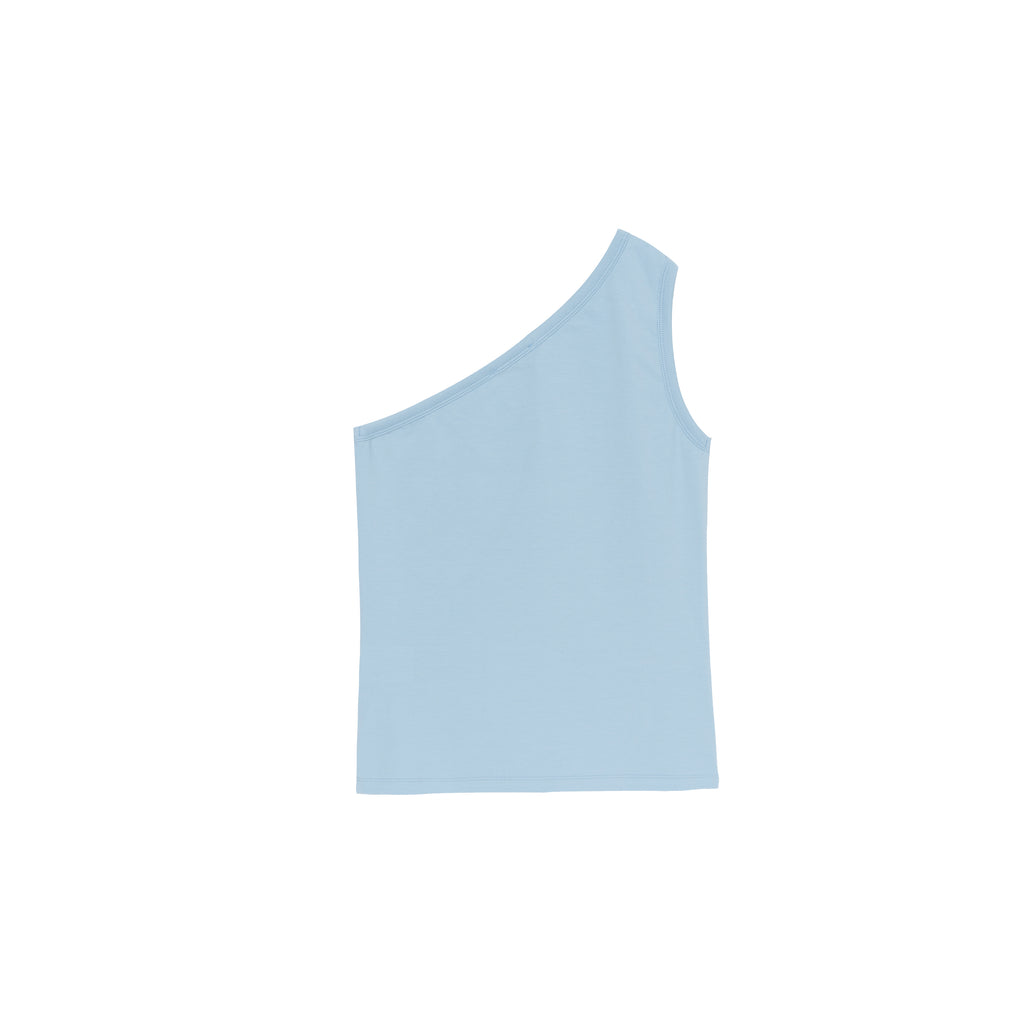 NIEEH Women's Sky Blue Unbalance Sleeveless Shirts