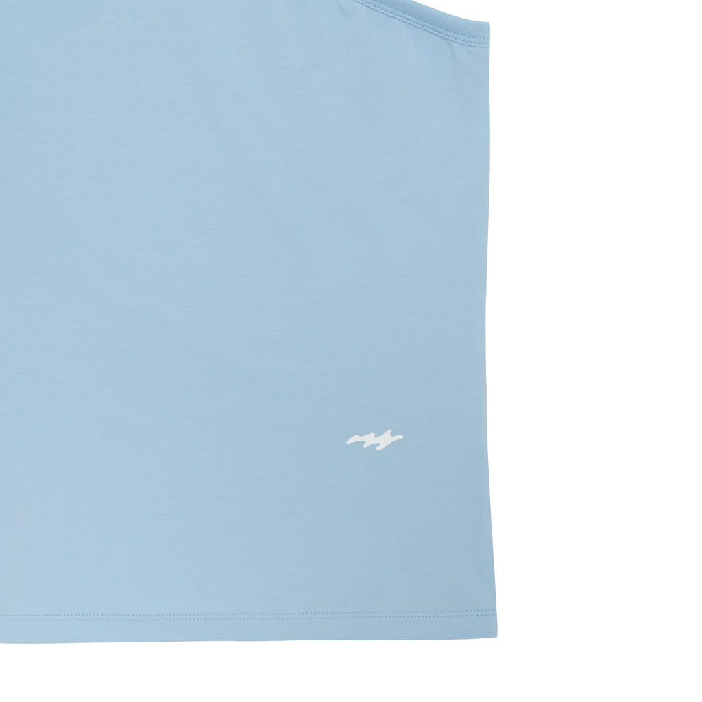 NIEEH Women's Sky Blue Unbalance Sleeveless Shirts