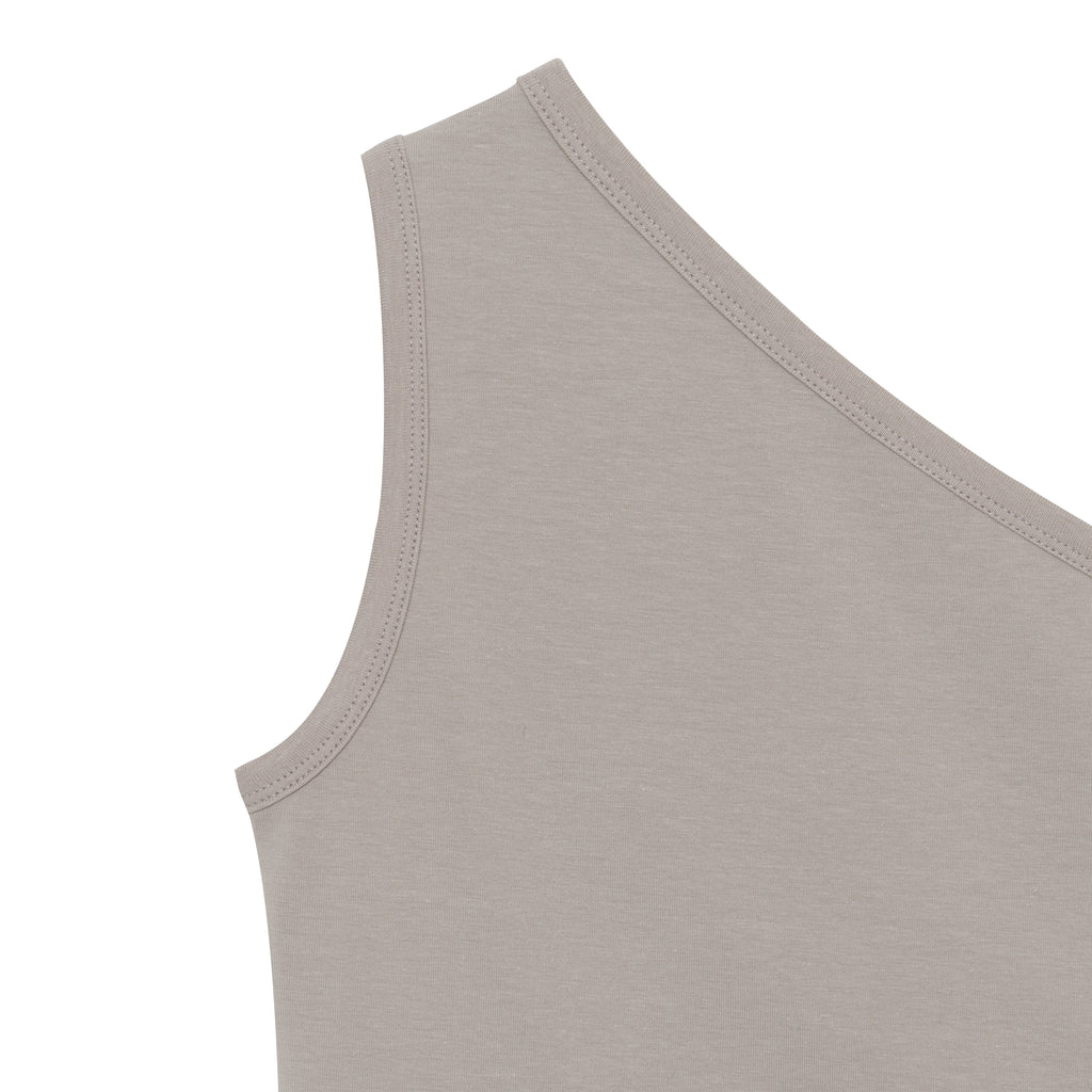 NIEEH Women's Beige Unbalance Sleeveless Shirts