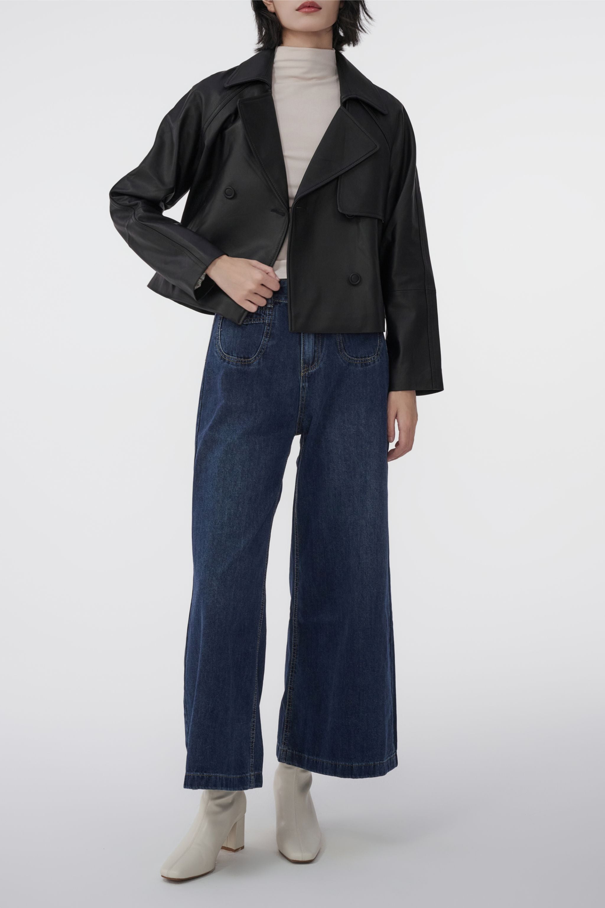 UNIVERSITY OF CARNABY 短身風衣款皮褸