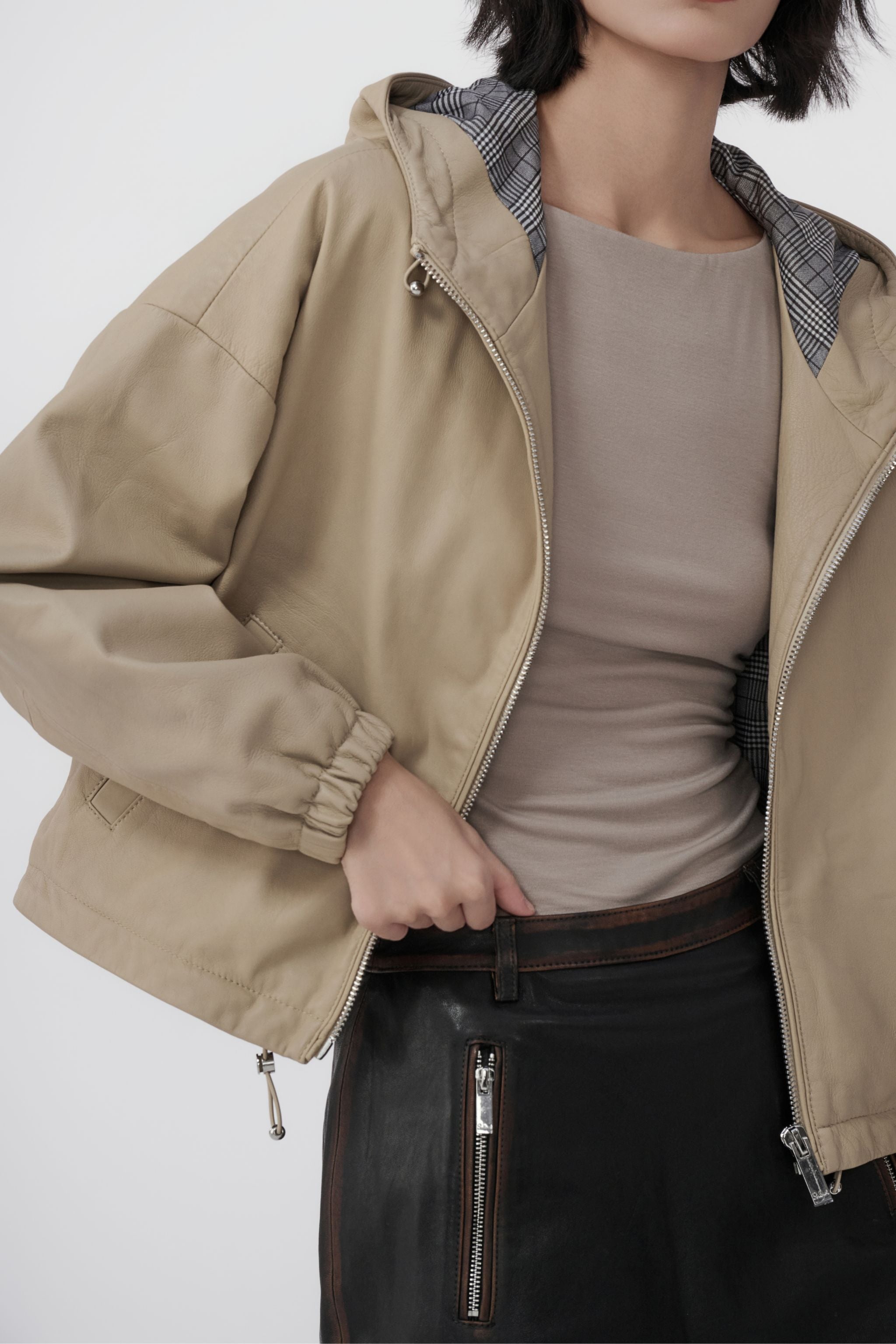 Salad 有帽休閒皮褸