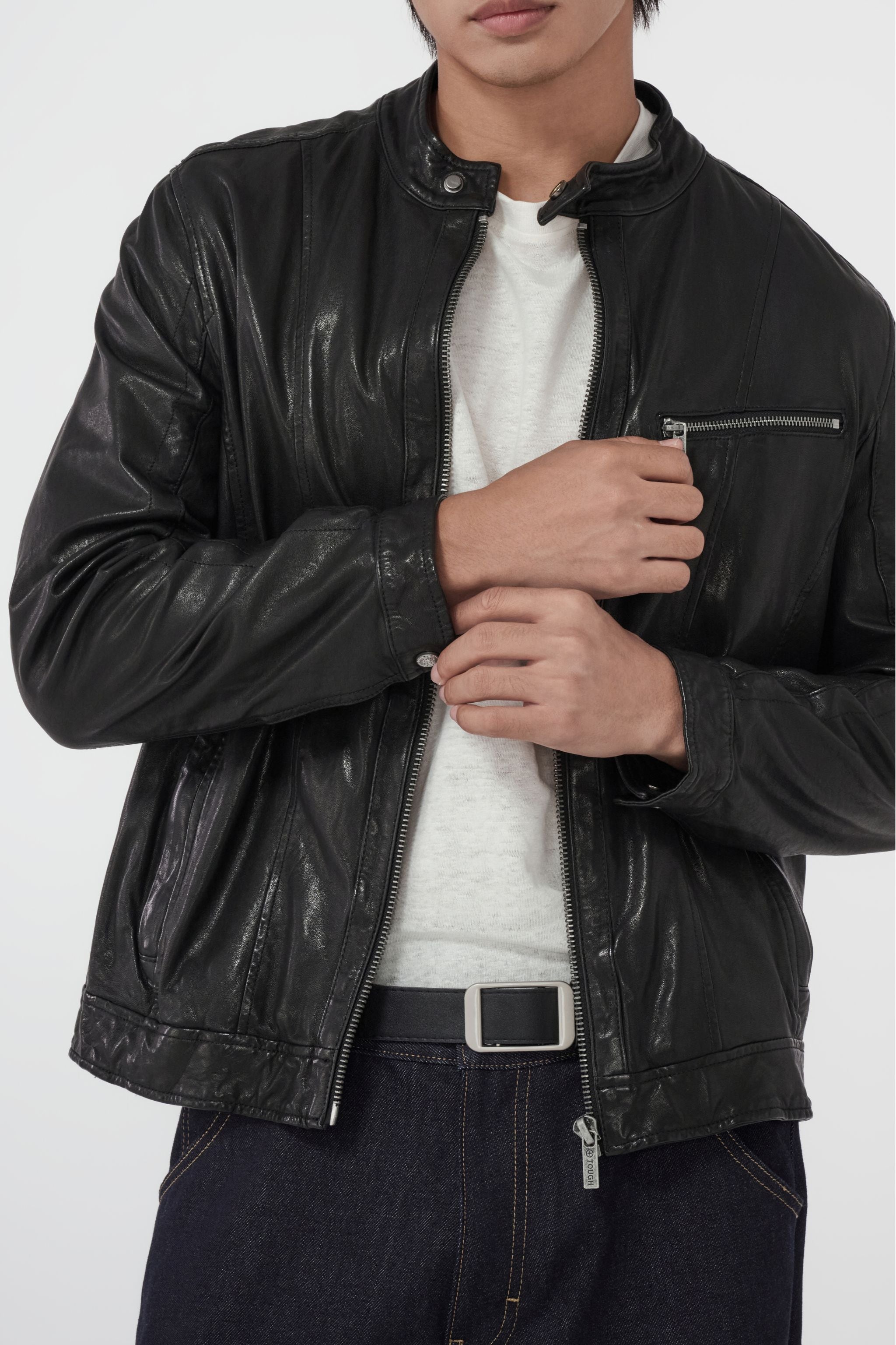 TOUGH JEANSMITH 黑色皮革夾克